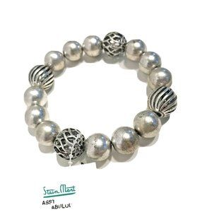 Chelsea Nyc 8” Stretch Bracelet Silver Ball Bead